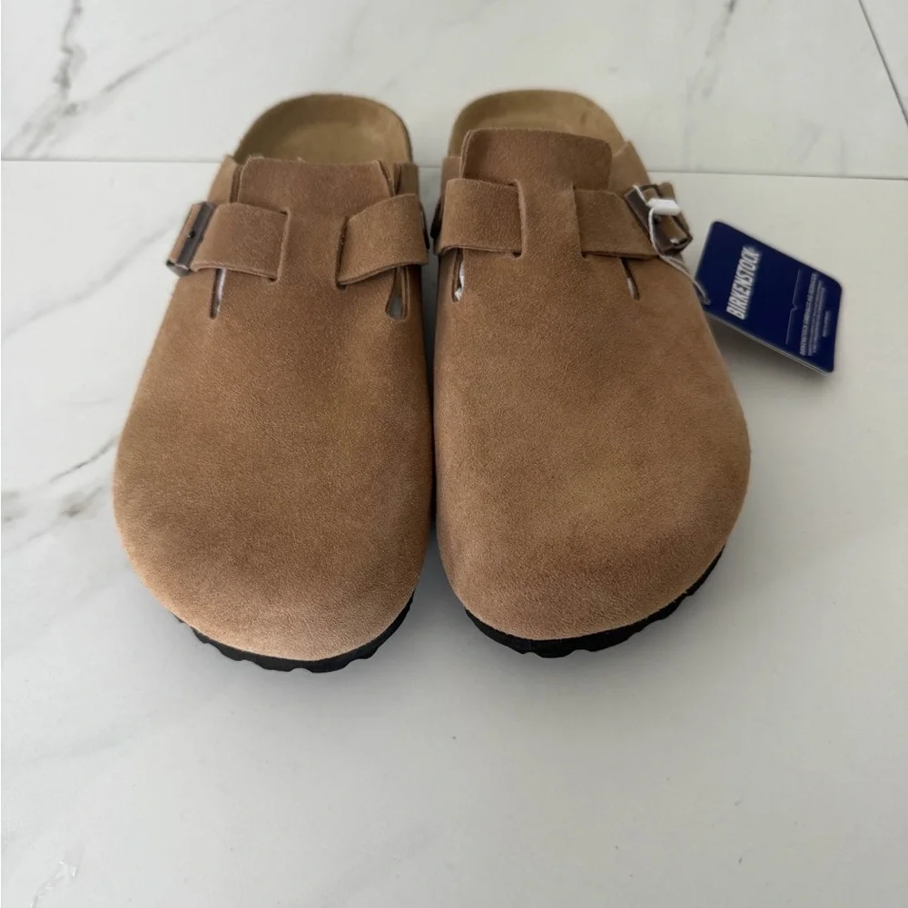 Birkenstock Boston Clog Light Brown Suede Women’s Size 38 - Picture 3 of 4